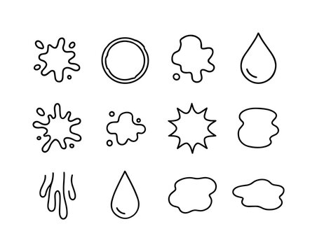 Minimalist Line Icons. Splashes and Stains. Line icon set of Spl