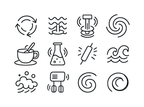 Agitation Icon Set. Agitation. Line icon set of Agitation: swirl