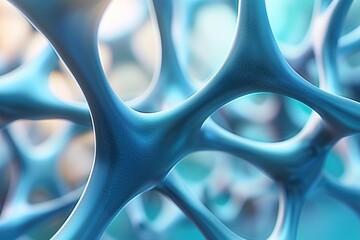 Abstract 3D Network Structure with Interconnected Nodes and Blurred Background