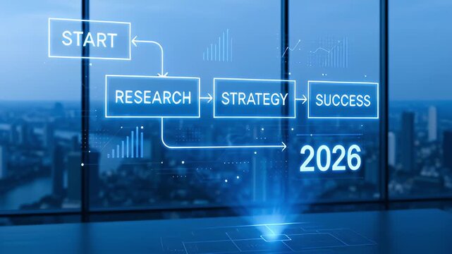 Start research strategy success business planning process timeline digital workflow vision innovation leadership future roadmap corporate goal growth target data analysis modern office city night
