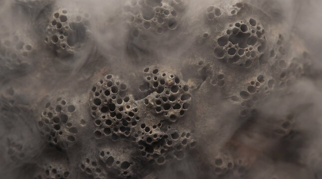 Abstract background depicting a porous structure resembling a sponge or coral, triggering a trypophobia effect