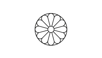 Obraz premium Japanese Imperial Seal Chrysanthemum Flower Outline Vector Illustration.