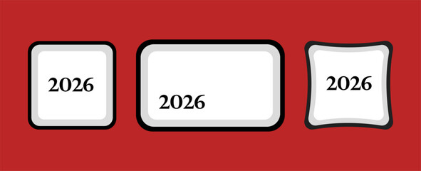 2026 text new year in keyboard key in different shapes