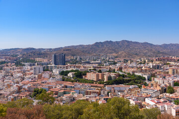 Fototapeta premium Malaga, Spain - August 06, 2024: Panoramic view of Malaga in Spain