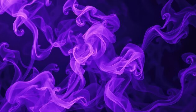 Abstract purple wisps of translucent vapor swirling and dancing in dark space for backgrounds and creative designs