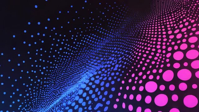 Abstract wave of glowing dots creating digital pattern