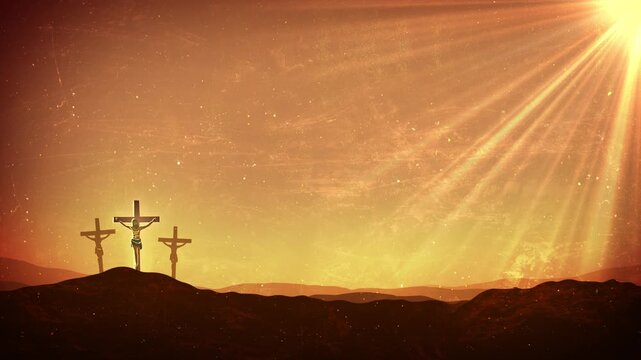 Worship Background with Cross and Light Rays 4K