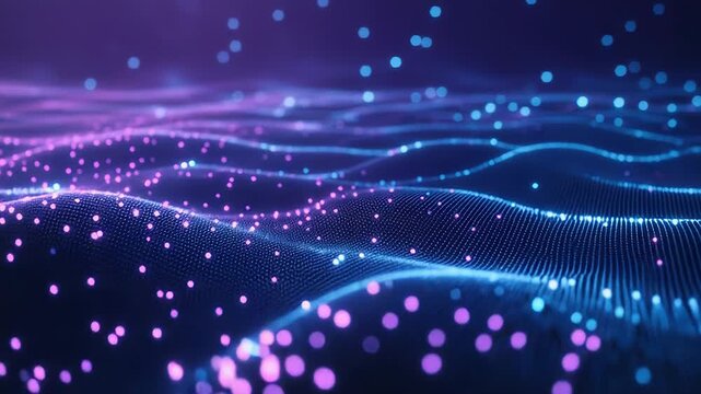 Digital wave particles flowing in futuristic network background