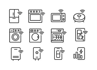 Smart Appliance Icons. Smart appliances. Line icon set of smart