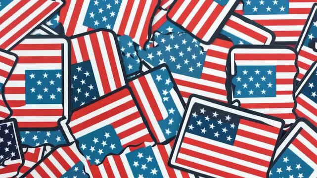 Video A pile of American flags stacked on top of each other