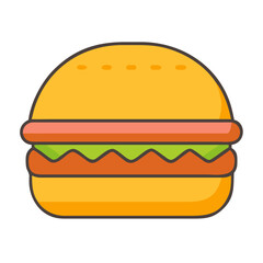 Stylized burger illustration with distinct layers and vibrant colors