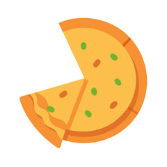 Cartoon Pizza with Slice Removed on white background