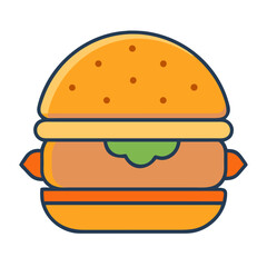 Vibrant cartoon burger illustration with bold outlined shapes