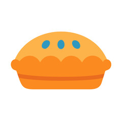 Stylized pie illustration on white background with blue accents