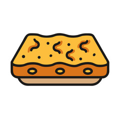 Illustration of a rectangular dish with lasagna design