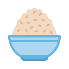 Rice bowl illustration in minimalist style on white background
