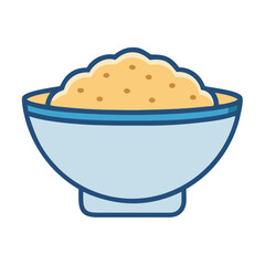 Cereal bowl filled with light yellow grains vector illustration