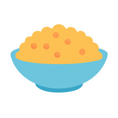 Bowl of Couscous with Vegetables flat vector illustration