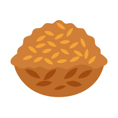 Stylized Illustration of a Bread Bowl with Grain Fillings