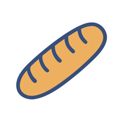 Simple cartoon bread illustration on solid white background studio
