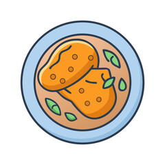 Delicious dumplings in bowl with herbs, appealing food vector