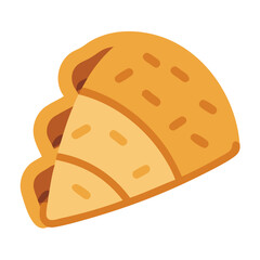 Cartoon illustration of a quesadilla in isolated white background