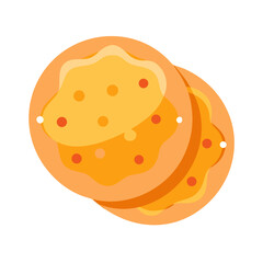 Crispbread stack, crackers, food design on white background illustration