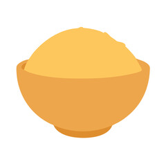 Orange bowl filled with powder substance on white background