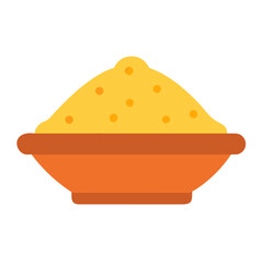 Flat illustration of yellow pile in brown bowl