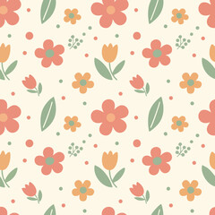 Obraz premium Abstract_Dotted_Floral_Retro