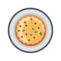 Top view illustration of delicious pasta dish on plate