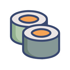 Two sushi rolls on a white background, isometric style