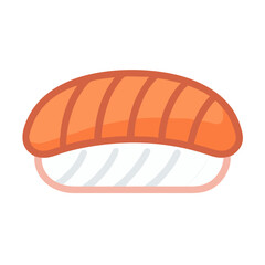Stylized salmon nigiri sushi piece against white background