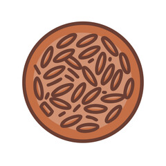 Abstract brown graphic of seeds in flat simple style