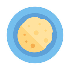 Graphic flat design of porridge on a blue plate