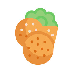 Flat design sandwich wrap with lettuce on white background