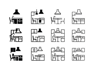 Obraz premium Kitchen Design Icons. Kitchens and Dining Room Designs. Icon set