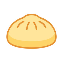 Isolated cartoon dumpling on white background, centered and stylized