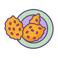 Two cookies on a plate isolated over white background