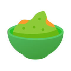 Bowl of guacamole vector illustration on white background