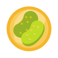Two pickles in a bowl, simple illustration on white