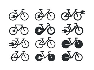 Obraz premium Electric Bicycle Logos. electric bicycles. Icon set. Set Logo of