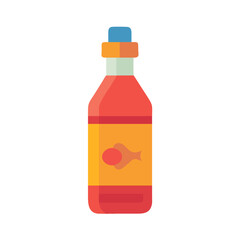 Cartoon fish sauce bottle with label isolated illustration