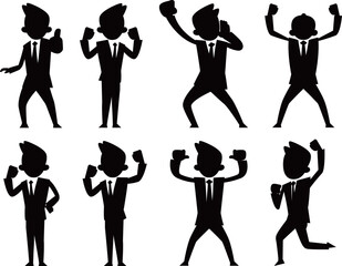 3頭身ビジネスマンシルエットポーズ集　喜び