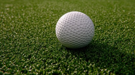 Obraz premium Golf ball with visible dimples on green grass