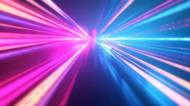 Abstract hyperspeed data stream crossing neon light trails