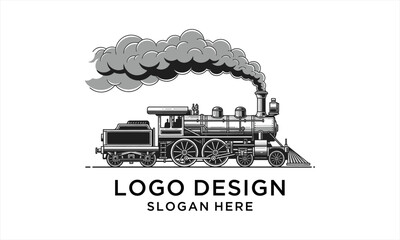 Obraz premium Vintage Steam Locomotive Emblem Design.