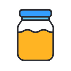 Jar of Honey on white background Flat Illustration