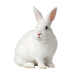 Obraz premium Adorable white rabbit portrait facing forward isolated on transparent background