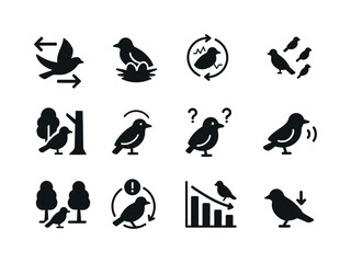 Wildlife Impact Icons. Long-term wildlife effects. Solid icon se